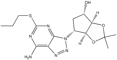 (3AR,4S,6R,6AS)-6-[7-氨基-5-(丙硫基)-3H-1,2,3-三氮唑并[4,5-D]嘧啶-3-基]四氢-2,2-二甲基-4H-环戊烯并-1,3-二恶茂-4-醇结构式