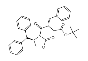 (R)-tert-butyl 4-((R)-4-benzhydryl-2-oxooxazolidin-3-yl)-3-benzyl-4-oxobutanoate结构式