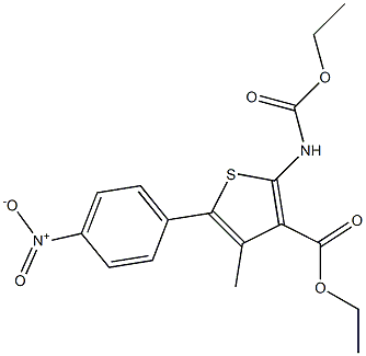 乙基 2-((乙氧羰基)氨基)-4-甲基-5-(4-硝基苯基)噻吩-3-甲酸基酯结构式