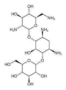 4-O-(2,6-Diamino-2,6-dideoxy-α-D-glucopyranosyl)-6-O-(α-D-glucopyranosyl)-2-deoxy-D-streptamine结构式