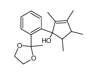 1-(2-methyl-1,3-dioxolan-2-yl)-2-(1-hydroxy-2,3,4,5-tetramethyl-2-cyclopentenyl)benzene结构式