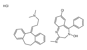 7-chloro-4-hydroxy-N-methyl-5-phenyl-3H-1,4-benzodiazepin-2-imine,3-(5,6-dihydrodibenzo[2,1-b:2',1'-f][7]annulen-11-ylidene)-N,N-dimethylpropan-1-amine,hydrochloride Structure