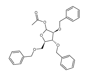 1-O-acetyl-2,3,5-tris-O-(benzyl)-α,β-D-arabinofuranose结构式