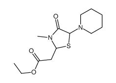 ethyl 2-(3-methyl-4-oxo-5-piperidin-1-yl-1,3-thiazolidin-2-yl)acetate结构式