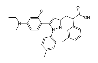 3-{5-[2-Chloro-4-(ethyl-methyl-amino)-phenyl]-1-p-tolyl-1H-pyrazol-3-yl}-2-m-tolyl-propionic acid Structure