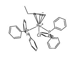 chloro(ethylcyclopentadienyl)bis(triphenylphosphine)ruthenium(II)结构式