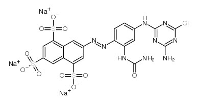trisodium 7-[[2-[(aminocarbonyl)amino]-4-[(4-amino-6-chloro-1,3,5-triazin-2-yl)amino]phenyl]azo]naphthalene-1,3,5-trisulphonate picture