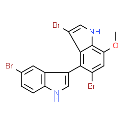 (+)-3',5,5'-Tribromo-7'-methoxy-3,4'-bi[1H-indole] Structure