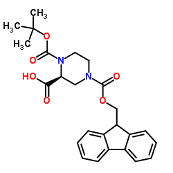 (2S)-1,2,4-哌嗪三甲酸 1-叔丁酯 4-(9H-芴-9-基甲基)酯结构式