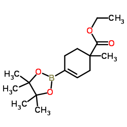 Ethyl 1-methyl-4-(4,4,5,5-tetramethyl-1,3,2-dioxaborolan-2-yl)-3-cyclohexene-1-carboxylate结构式