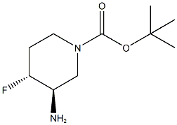 反3-氨基-4-氟哌啶-1-羧酸叔丁酯结构式