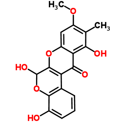 4,6,11-三羟基-9-甲氧基-10-甲基-[1]苯并吡喃并[3,4-B][1]苯并吡喃-12(6H)-酮结构式