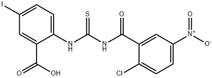 2-[[[(2-chloro-5-nitrobenzoyl)amino]thioxomethyl]amino]-5-iodo-benzoic acid Structure