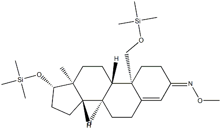 Androst-4-en-3-one, 17,19-bis[(trimethylsilyl)oxy]-, O-methyloxime, (1 7beta)- Structure