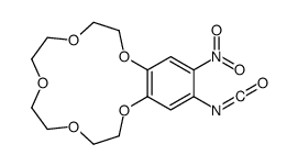 15-Isocyanato-16-nitro-2,3,5,6,8,9,11,12-octahydro-1,4,7,10,13-be nzopentaoxacyclopentadecine structure