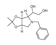(2S,3S,4R)-N-benzyl-2-[(1'S)-1,2-dihydroxyethyl]-3,4-(isopropylidenedioxy)pyrrolidine结构式