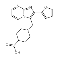 1-(2-呋喃-2-咪唑并[1,2-a]嘧啶-3-基甲基)-哌啶-4-羧酸结构式