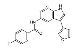 4-fluoro-N-[3-(furan-3-yl)-1H-pyrrolo[2,3-b]pyridin-5-yl]benzamide结构式