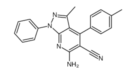 6-氨基-3-甲基-1-苯基-4-对甲苯-1H-吡唑并[3,4-b]吡啶-5-甲腈结构式