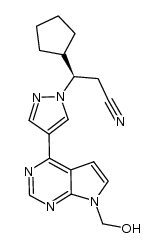 (R)-3-cyclopentyl-3-(4-(7-(hydroxymethyl)-7H-pyrrolo[2,3-d]pyrimidin-4-yl)-1H-pyrazol-1-yl)propanenitrile结构式