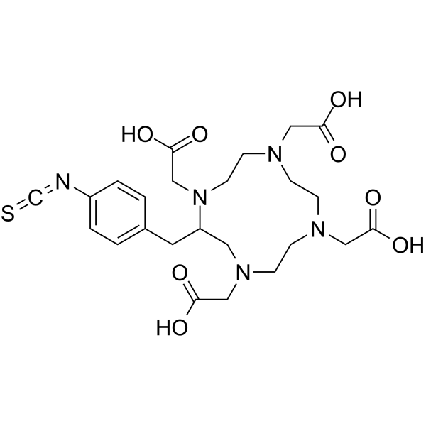 2-[(4-异硫氰基苯基)甲基]-1,4,7,10-四氮杂环十二烷-1,4,7,10-四乙酸结构式