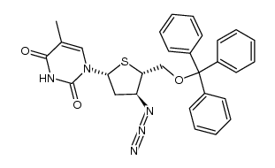 3'-azido-3'-deoxy-4'-thio-5'-O-tritylthymidine Structure
