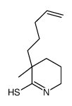 3-methyl-3-pent-4-enylpiperidine-2-thione结构式