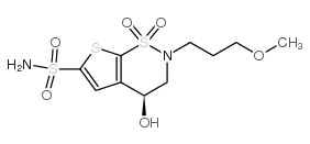 (S)-3,4-Dihydro-4-hydroxy-2-(3-methoxypropyl)-2H-thieno[3,2-e]-1,2-thiazine-6-sulfonamide 1,1-dioxide structure