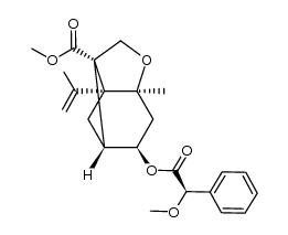 (1R,3R,4R,6S,9S)-methyl 4-((R)-2-methoxy-2-phenylacetoxy)-6-methyl-1-(prop-1-en-2-yl)-7-oxatricyclo[4.3.0.03,9]nonane-9-carboxylate结构式