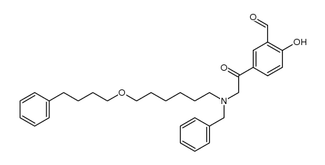 2-hydroxy-5-[[[6,6-(4-phenylbutoxy)hexylbenzyl]amino]acetyl]benzaldehyde structure