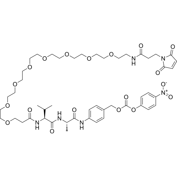 Mal-amide-PEG8-Val-Ala-PAB-PNP结构式