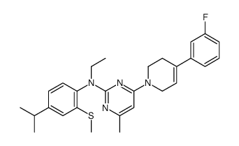 N-ethyl-4-[4-(3-fluorophenyl)-3,6-dihydro-2H-pyridin-1-yl]-6-methyl-N-(2-methylsulfanyl-4-propan-2-ylphenyl)pyrimidin-2-amine结构式