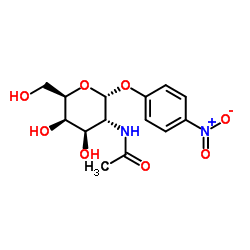 4-硝基苯基-2-乙酰氨基-2-脱氧-α-D-吡喃半乳糖苷结构式