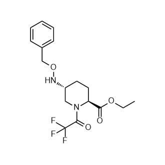 (2S,5R)-ethyl5-((benzyloxy)amino)-1-(2,2,2-trifluoroacetyl)piperidine-2-carboxylate Structure