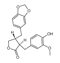 (3R,4R)-4-(1,3-苯并二氧戊环-5-基甲基)二氢-3-[(4-羟基-3-甲氧基苯基)甲基]-2(3H)-呋喃酮结构式