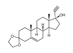 17α-ethynyl-17β-hydroxy-5-androsten-3-one ethylene ketal结构式