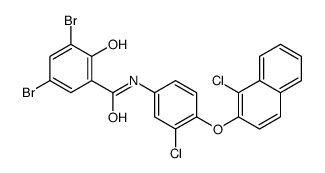 3,5-dibromo-N-[3-chloro-4-(1-chloronaphthalen-2-yl)oxyphenyl]-2-hydroxybenzamide结构式