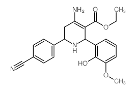 ethyl 4-amino-6-(4-cyanophenyl)-2-(2-hydroxy-3-methoxy-phenyl)-1,2,5,6-tetrahydropyridine-3-carboxylate结构式
