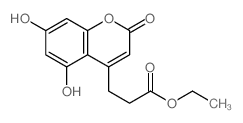 2H-1-Benzopyran-4-propanoicacid, 5,7-dihydroxy-2-oxo-, ethyl ester结构式
