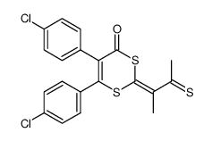 (Z)-5,6-bis(4-chlorophenyl)-2-(3-thioxobutan-2-ylidene)-4H-1,3-dithiin-4-one结构式