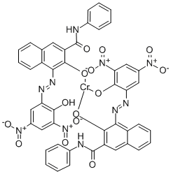 双[3-羟基-4-(2-羟基-3,5-二硝基苯基偶氮)-N-苯基-2-萘酰胺]合铬酸氢结构式