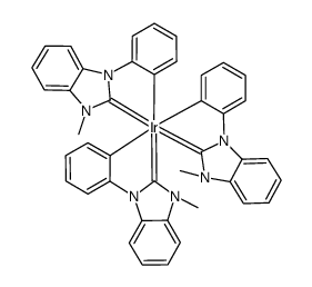 三(1-苯基-3-甲基苯并咪唑啉-2-亚甲基-C,C2')铱(III)结构式