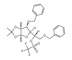 (S)-2-(benzyloxy)-1-((3aR,5S,6S,6aR)-6-(benzyloxy)-2,2-dimethyltetrahydrofuro[2,3-d][1,3]dioxol-5-yl)ethyl trifluoromethanesulfonate结构式