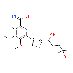 (-)-6-[2-(1,4-Dihydroxy-4-methylpentyl)-4-thiazolyl]-3-hydroxy-4,5-dimethoxy-2-pyridinecarboxamide Structure