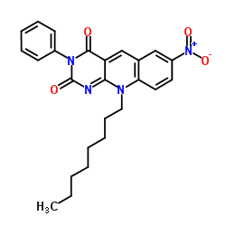 7-硝基-10-辛基-3-苯基-嘧啶[4,5-b]喹啉-2,4(3H,10H)-二酮结构式