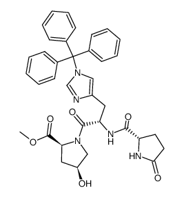 L-pyroglutamyl-L-histydyl(Nim-trityl)-cis-4-hydroxy-L-proline Structure