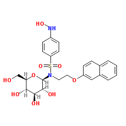 N-BETA-D-吡喃葡萄糖基-4-(羟基氨基)-N-[2-(2-萘基氧基)乙基]-苯磺酰胺结构式