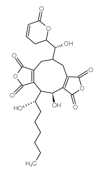 1H-Cyclonona[1,2-c:5,6-c']difuran-1,3,6,8(4H)-tetrone,10-[(R)-[(2R)-3,6-dihydro-6-oxo-2H-pyran-2-yl]hydroxymethyl]-5,9,10,11-tetrahydro-4-hydroxy-5-[(1S)-1-hydroxyheptyl]-,(4S,5R,10R)-rel-(+)- structure