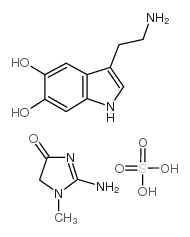 2-(5,6-dihydroxy-1H-indol-3-yl)ethylazanium,(3-methyl-5-oxo-4H-imidazol-2-yl)azanium,sulfate Structure