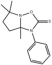 5,6,7,7a-Tetrahydro-5,5,7a-trimethyl-1-phenylpyrrolo[1,2-b][1,2,4]oxadiazole-2(1H)-thione structure